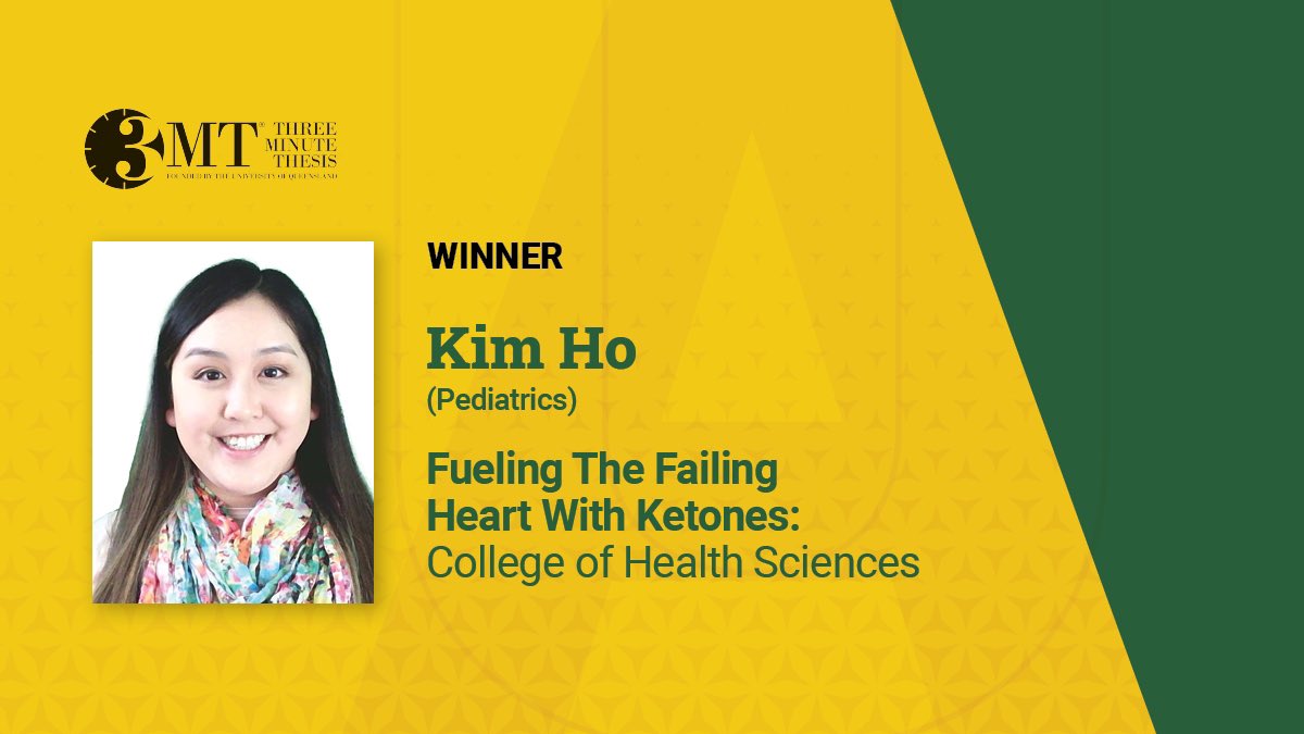 Congratulations to our First Place Winner of 3MT, Kim Ho, for her amazing presentation on Fueling the Failing Heart With Keytones. m.youtube.com/watch?v=Dtej28… #ualberta