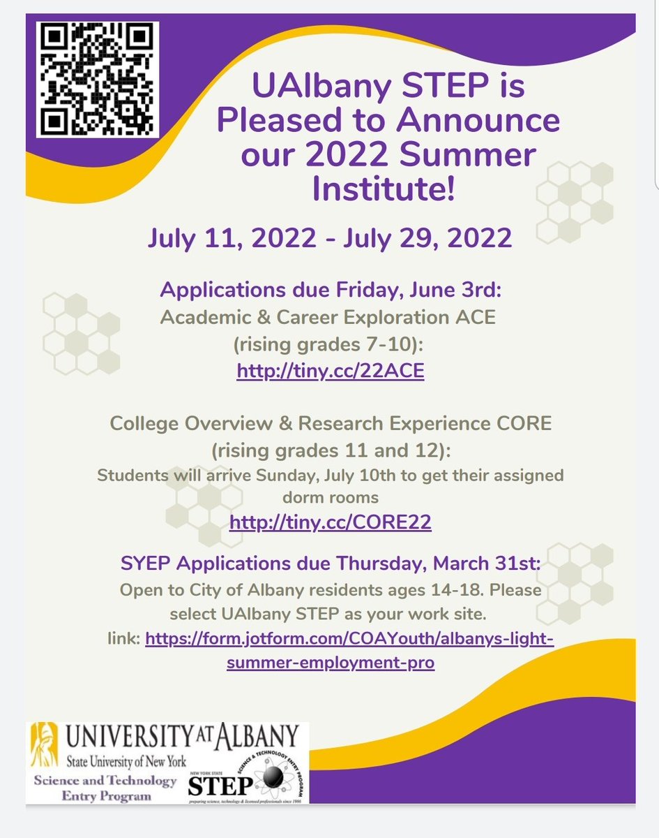 Join us this summer for our 2022 STEP Summer Institute. It is a 3-week fun and educational opportunity for students going into the 7th-12th grade.  Explore careers in STEM, participate in fun science projects, learn about college and higher education, and go on fun field trips.