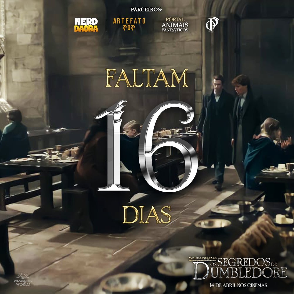 Faltam APENAS 16 dias para podermos voltar para Hogwarts em Animais Fantásticos e #OsSegredosDeDumbledore. 14 de abril nos cinemas.

#FantasticBeasts #SecretsOfDumbledore