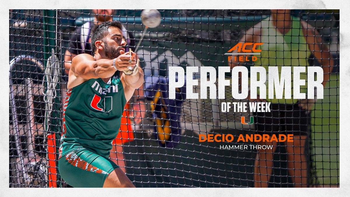 NCAA hammer throw lead ✅
ACC Field Performer of the Week ✅

🔗 canes.news/AndradeACCRele…