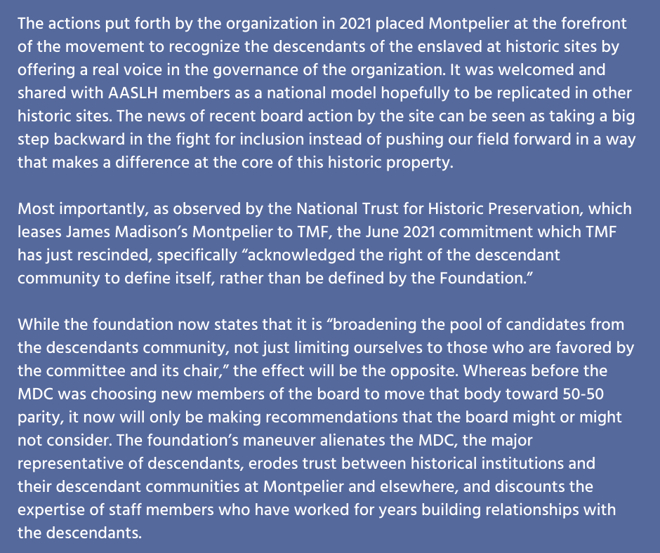 Please read our statement in response to recent events at The Montpelier Foundation, which manages President James Madison's home in Virginia.