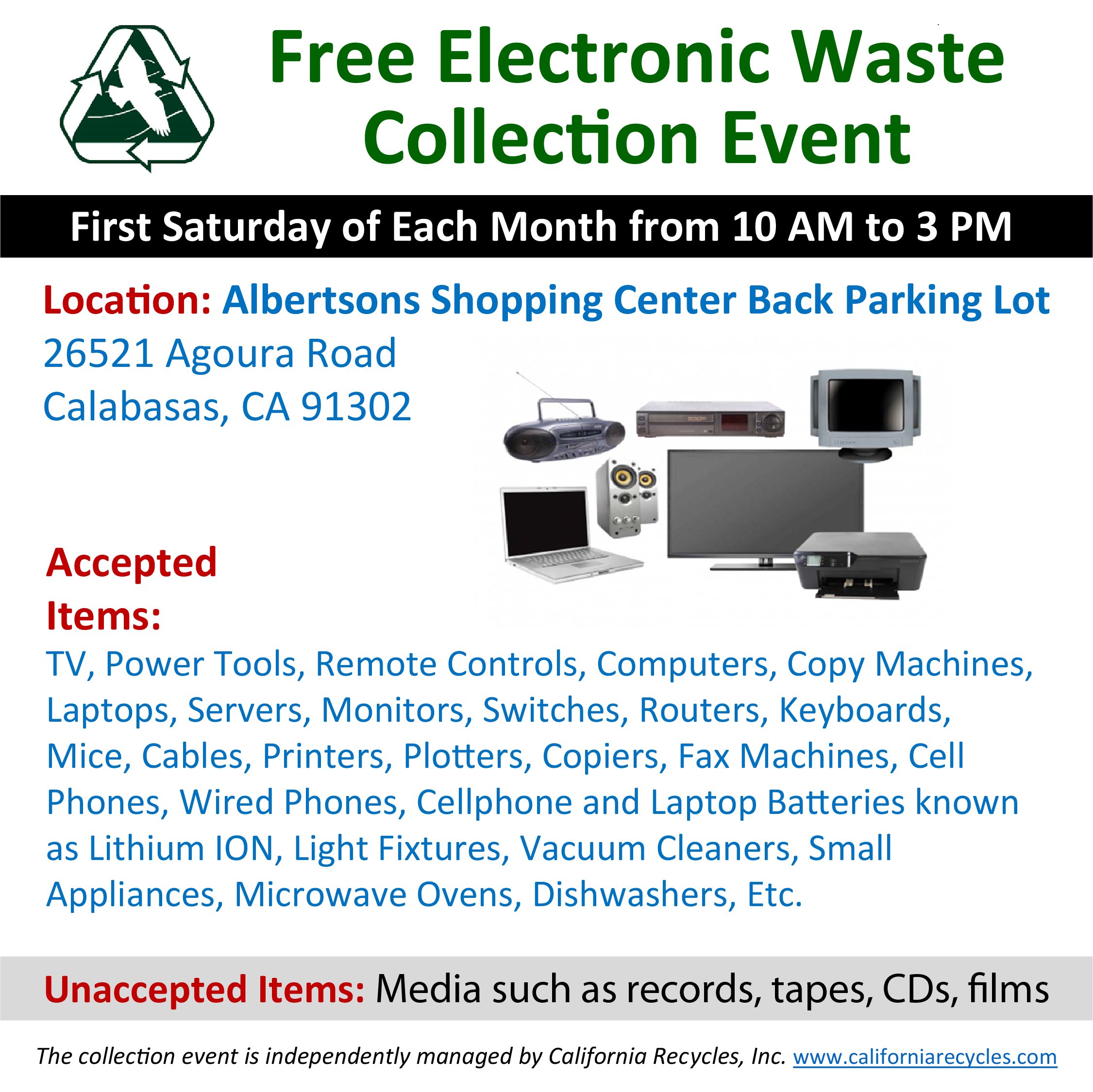 City of Calabasas on Twitter "IT'S BACK! The Calabasas EWaste events