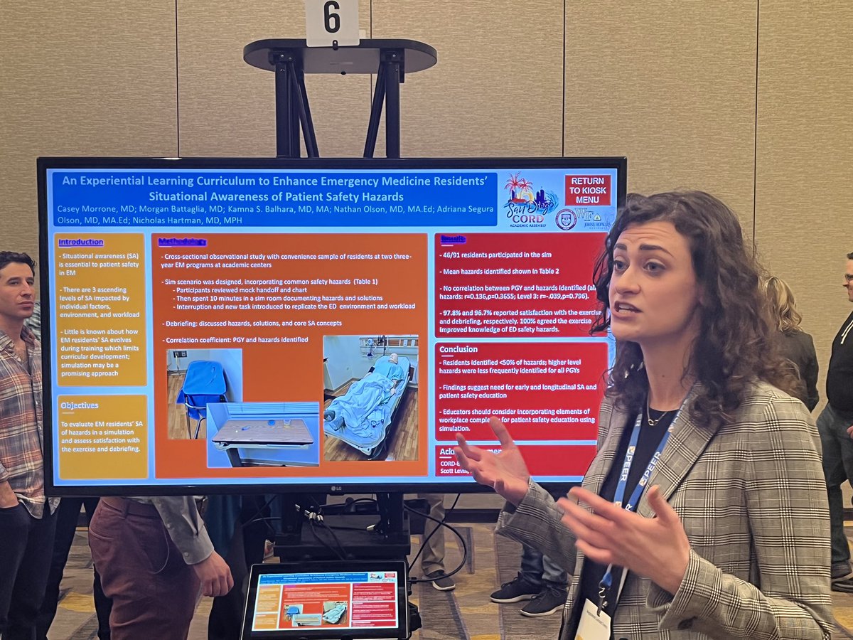 WakeEMresidency's tweet photo. Wake Forest EM residency representing at 2022 CORD Academic Assembly in San Diego. PGY2 Dr. Casey Morrone presents her research on teaching situational awareness &amp; patient safety. Great work, Dr. Morrone! https://t.co/jdHZ1HUacd