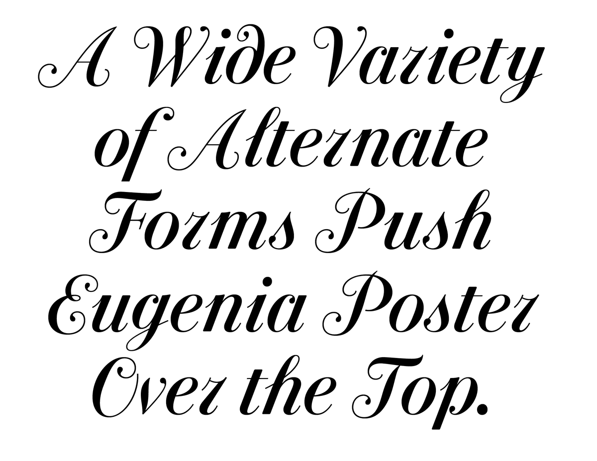 New in the Vault: Eugenia, drawn by Miguel Reyes <a href="/font_taste/">Miguel Reyes</a> for <a href="/ffranchi/">Francesco Franchi</a> in 2021 as a companion to Eugenio Serif for D, a weekly magazine from La Repubblica.

vault.commercialtype.com/collection/eug…