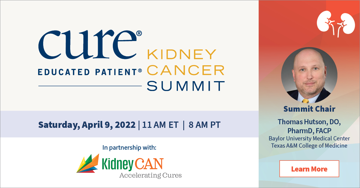 Hear the latest in:

• #kidneycancer care
• emerging therapies 
• general wellness 

from Thomas Hutson @DrTHut DO, Pharm.D., FACP of @TexasOncology & a panel of experts at @cure_today's #EducatedPatient® Kidney Cancer Summit on April 9. 

ow.ly/pA9E50IvtjA