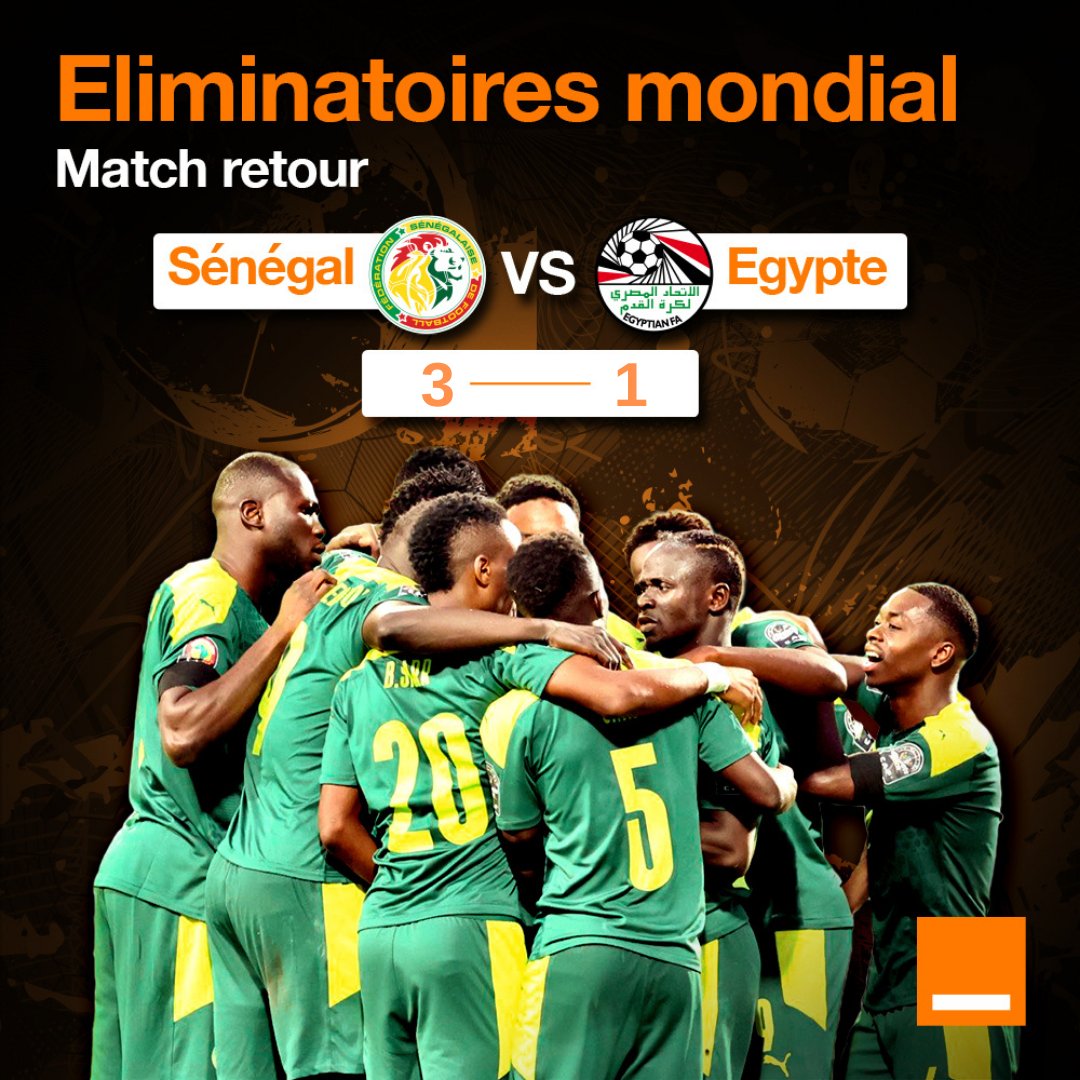 orange_sn's tweet photo. Le Sénégal est qualifié pour la coupe du monde 2022🤩🥳👏🏾👏🏾
Une qualification assurée pour nos Lions après une intense séance de tirs au but. ⚽

RDV au mondial #Qatar pour vivre une nouvelle aventure avec nos Lions. 🔥

Karim https://t.co/fNw4JZyKxT