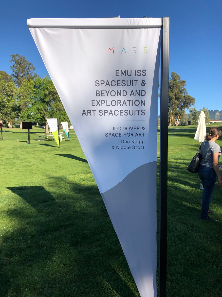 ilcdoverastro's tweet image. We were honored to be invited to the #MARSConference this year, alongside Dava Newman and @astro_nicole, to present our work on advanced #spacesuit development. One of the robots at the conference even came by to "have a look" at the EMU and @SpaceForArtFoun spacesuits.