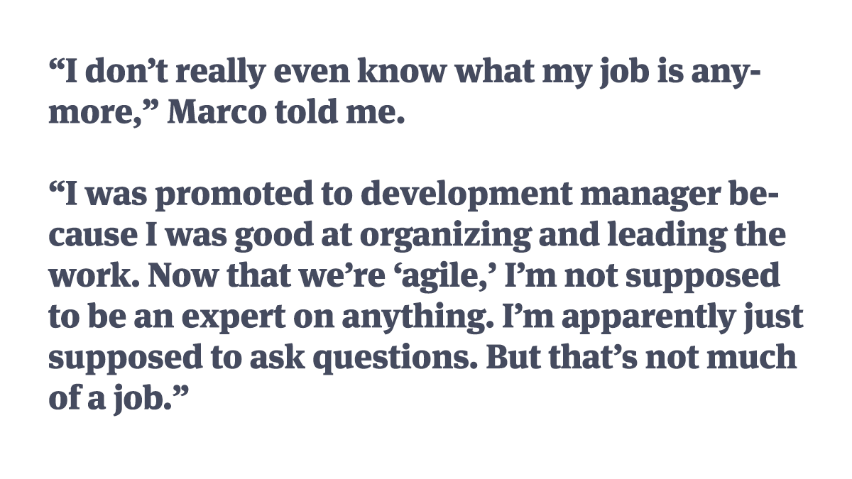 rslawrence's tweet photo. "We’re agile, so what do managers even do now?" https://t.co/gZnAHusnzn https://t.co/D8UEthLHVO