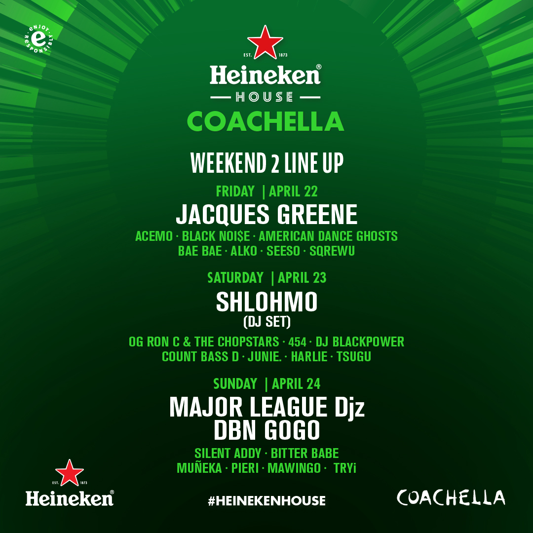 Here’s to Live Music Being Live Again! Check out the #HeinekenHouse Coachella line up below. Who are you most excited to see?