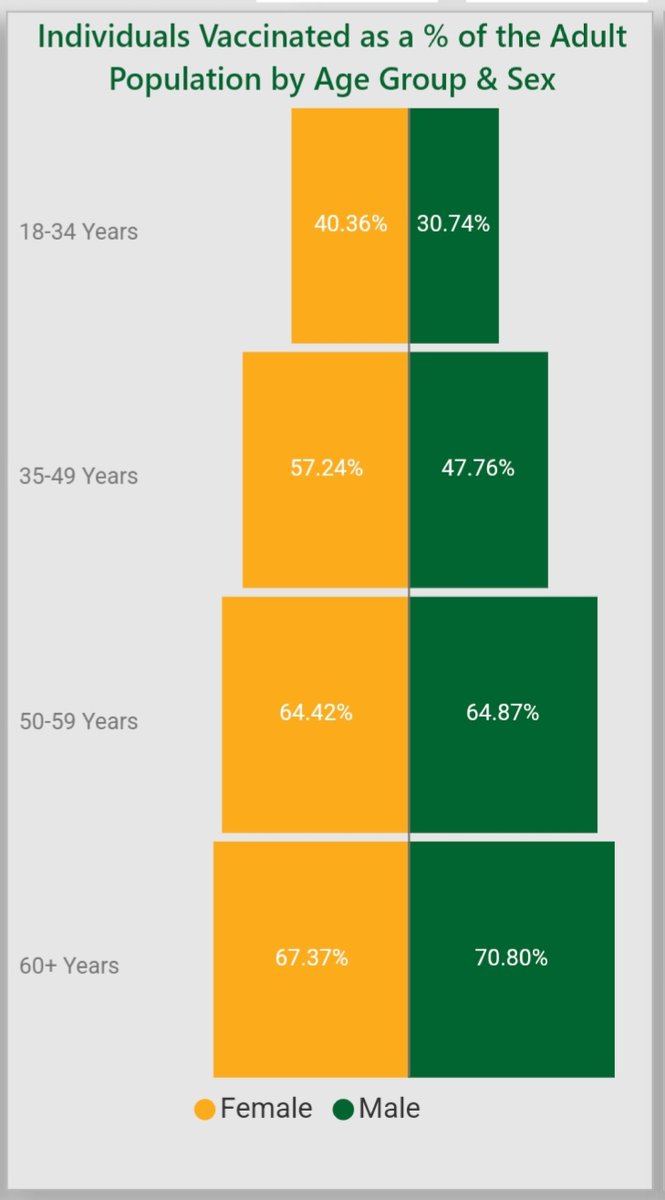 I think the self-proclaimed dissenting voices on Twitter who do not want to be labeled antivaxxers would have you believe that majority of adult South Africans are not yet vaccinated. You read the graph and decide for yourself, but yea, the train is moving with or without you.🙏🏿
