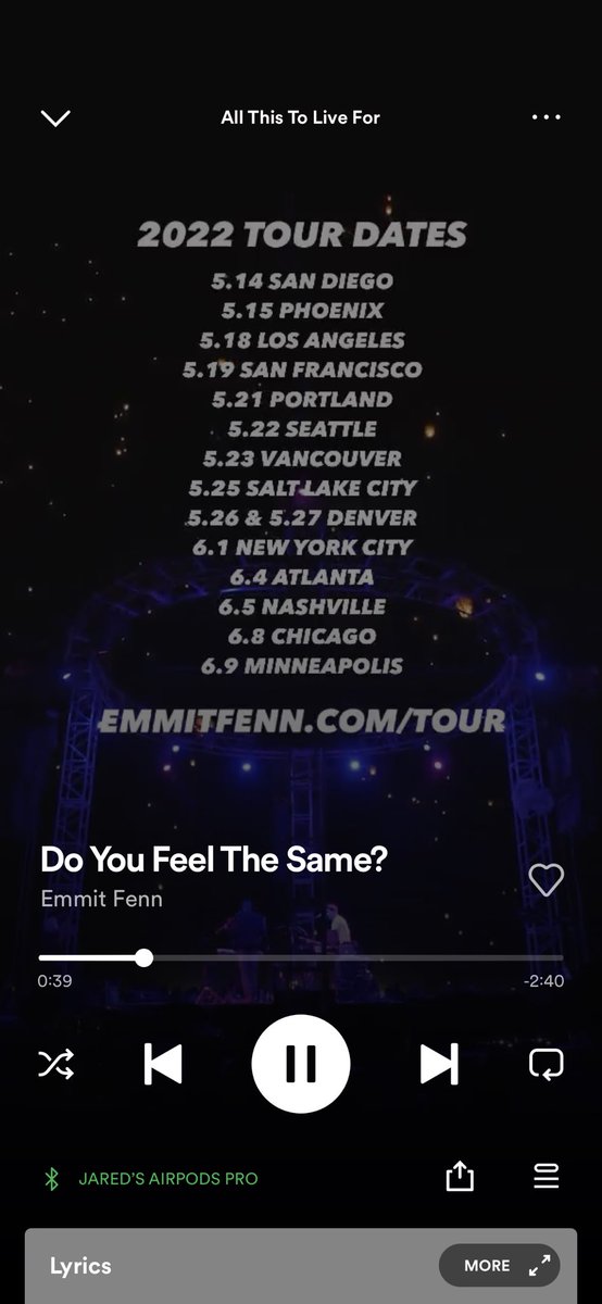 This Spotify track cover strategy by <a href="/EmmitFenn/">Emmit Fenn</a> is 🔥

Haven’t seen this done before. Such a natural way to promote tour dates
