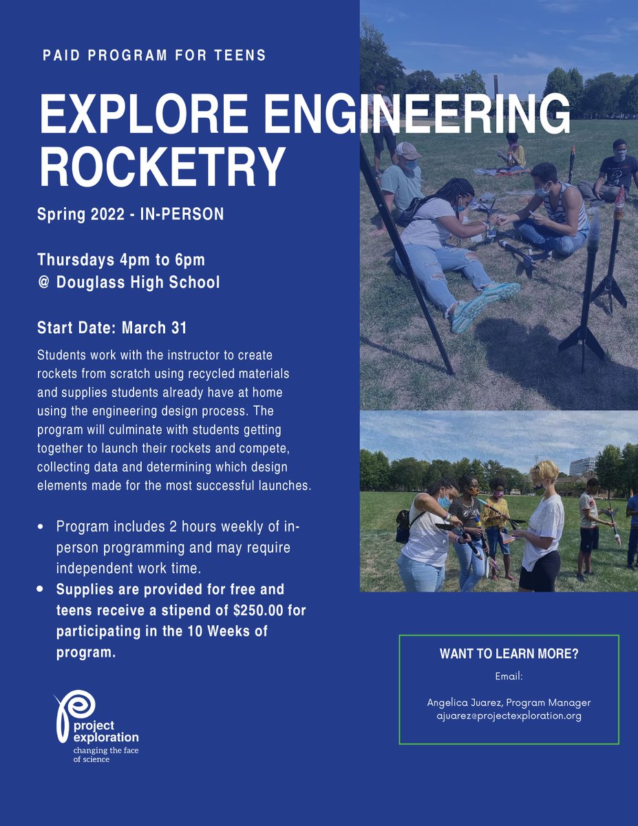 Frederick Douglass HS (@hsdouglass) on Twitter photo EXPLORE ENGINEERING ROCKETRY PROGRAM IS A PAID PROGRAM FOR DOUGLASS TEEN$ Students will create rockets from scratch and recycled materials from home. They will use an engineering design process, compete, and determine the most successful launches. <a href="/ChiPubSchools/">CPS - Chicago Public Schools</a> <a href="/AustinWeeklyChi/">Austin Weekly News</a> EXPLORE ENGINEERING ROCKETRY PROGRAM IS A PAID PROGRAM FOR DOUGLASS TEEN$ Students will create rockets from scratch and recycled materials from home. They will use an engineering design process, compete, and determine the most successful launches. <a href="/ChiPubSchools/">CPS - Chicago Public Schools</a> <a href="/AustinWeeklyChi/">Austin Weekly News</a>