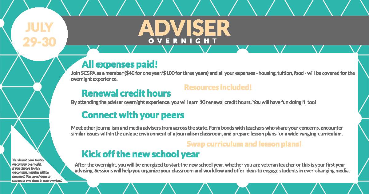 scspaatusc's tweet photo. ADVISERS: Take advantage of the *free* opportunity to kick off your next school year. Connect with fellow advisers and earn renewal credit hours.

https://t.co/T0p63RkRn5 https://t.co/DdCX0oEG6m