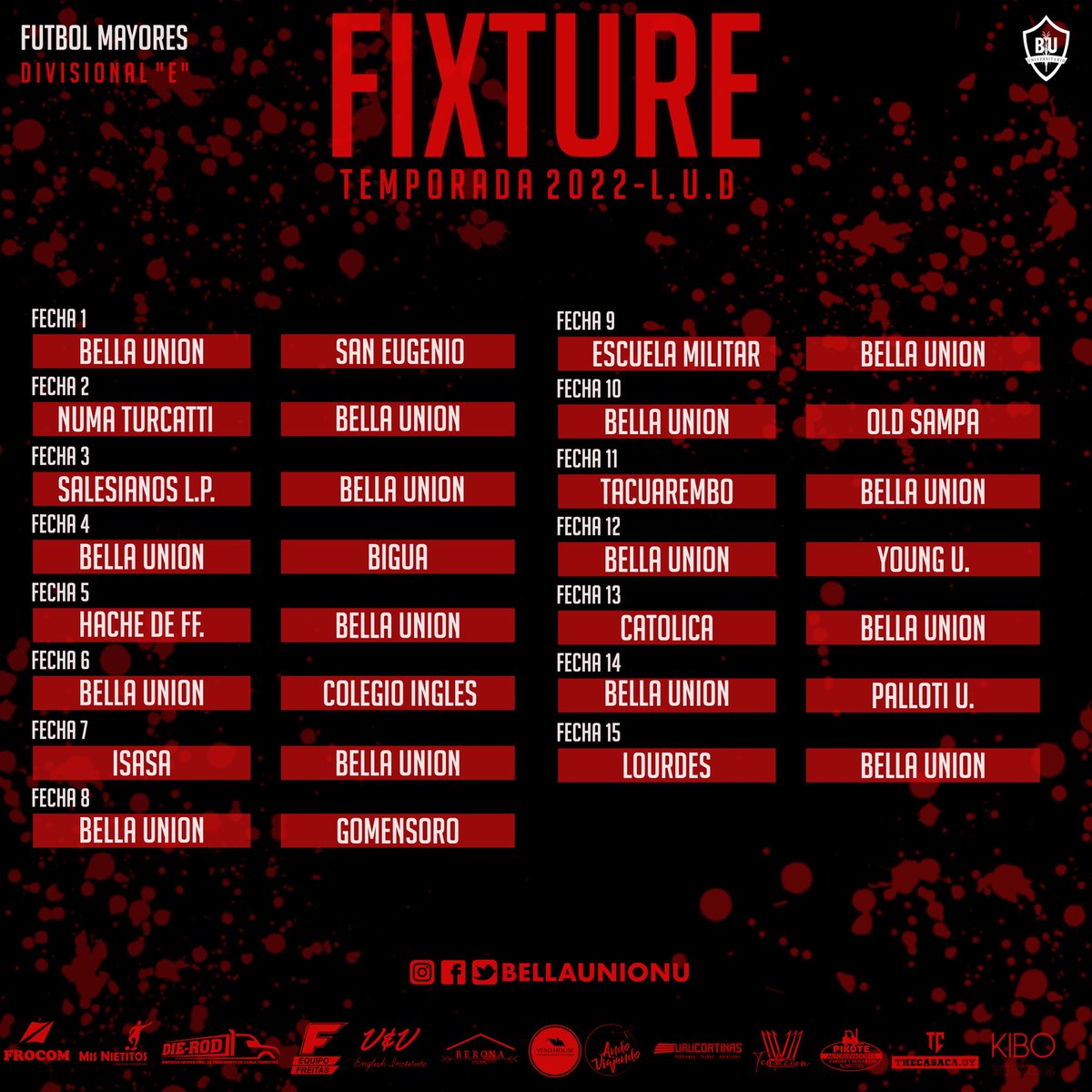 📅 ¡𝗙𝗶𝘅𝘁𝘂𝗿𝗲 𝗱𝗲 𝗹𝗮 𝗗𝗶𝘃𝗶𝘀𝗶𝗼𝗻𝗮𝗹 𝗘 𝗱𝗲 𝗹𝗮 <a href="/LUD_Oficial/">Liga Universitaria de Deportes</a> 𝗲𝗻 𝗳𝘂𝘁𝗯𝗼𝗹 𝗺𝗮𝘆𝗼𝗿𝗲𝘀!

⚽️ El domingo 3 de abril debuta el rojo y les compartimos cómo se disputará la temporada 2022 

#vamosrojo #somospueblo #futbolmayores