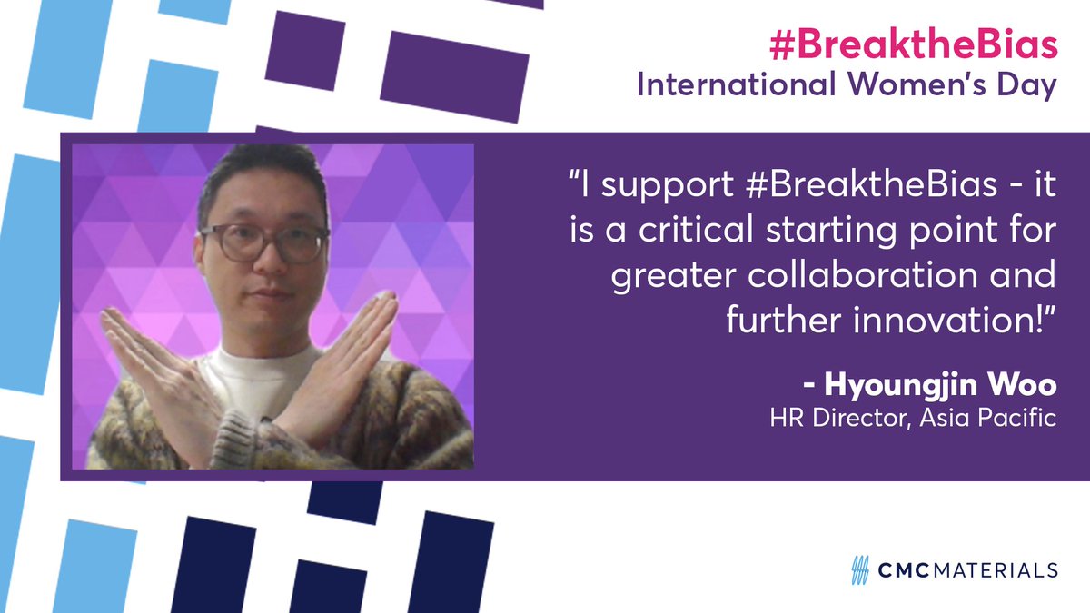 cmc_materials's tweet image. Hyoungjin Woo, CMC HR Director, Asia Pacific - based in Taiwan, believes in the #BreaktheBias movement and how it will enable us to preform better as a society. bit.ly/3JYxE4c
#iamcmc #GoFarTogether #IWD #IWD22 #DiversityinSTEM #WomeninSTEM