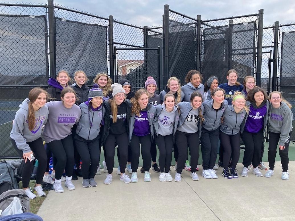 Norwalkgtennis's tweet photo. Norwalk opens with a win at Knoxville, 9-0. JV with 11 match victories. #windwarriors #tennistime #lovethegame https://t.co/Zoyfgmk6YG