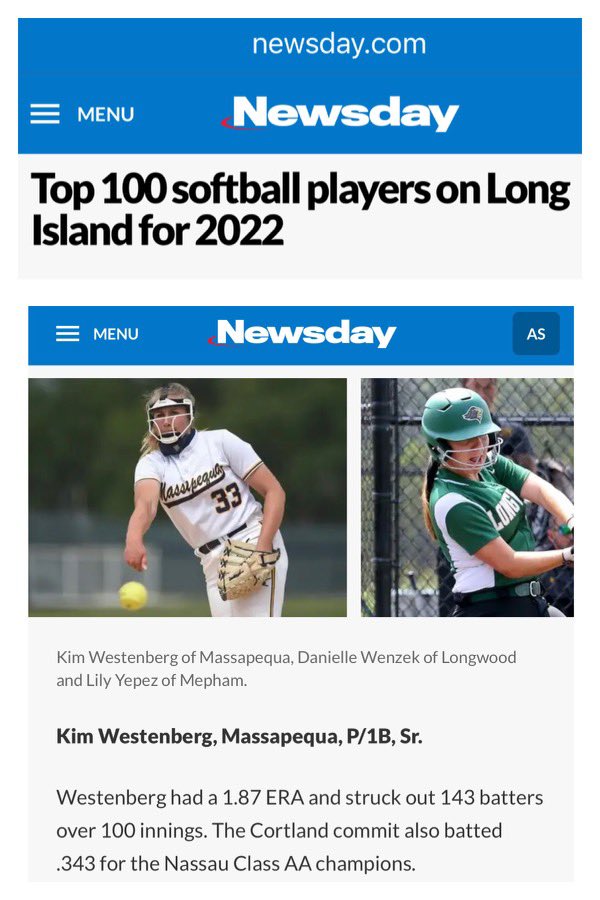 kimwestenberg22's tweet photo. Couldn’t be more excited about being part of the Top 100 softball players on LI! Such an honor! Can’t wait for what the 2022 season will have in store!    ❤️🥎@MassChiefs @mspinafpmmhs @MattLinds19 @chrxs_matias @NewsdayHSsports @CoachMollyO @lachallj https://t.co/OG2dlOHAOo