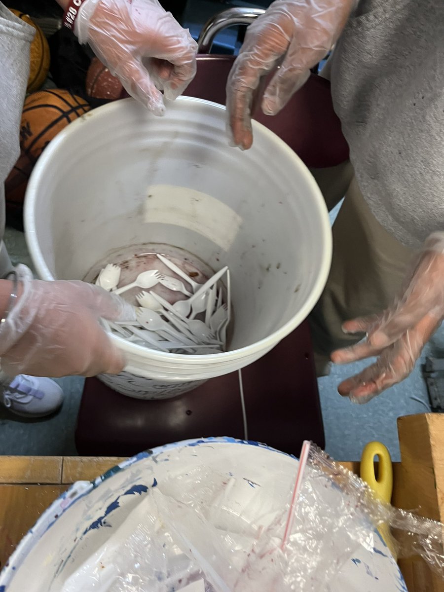 TeamPIC1's tweet photo. Today we continued the process of collecting sporks using our campaign and we disinfected the sporks. #plasticintocement #TeamPIC #ecyber22  #ecybermission https://t.co/bwKfkLRu0C