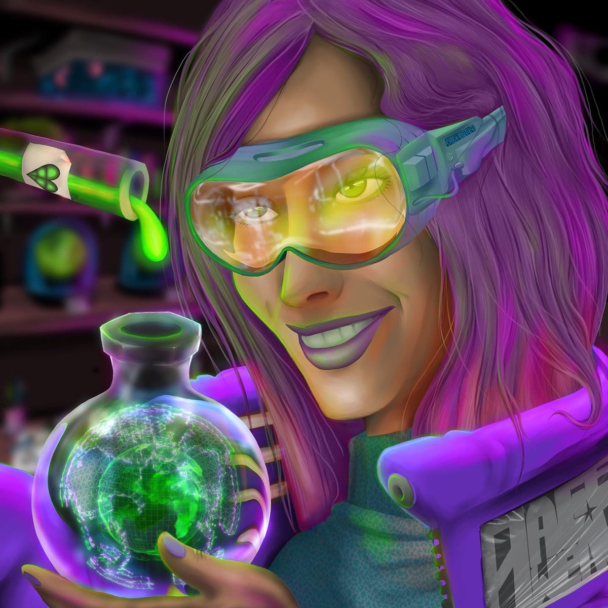 “Earth medicine” 💚🌎
New illustration made for the <a href="/genesis_alien/">Alien Genesis</a> collection ! 
👩‍🔬🧪👽🛸🌳
#illustration #scientist #aliengenesis #earthmedicine #NFTCommunity #nftart