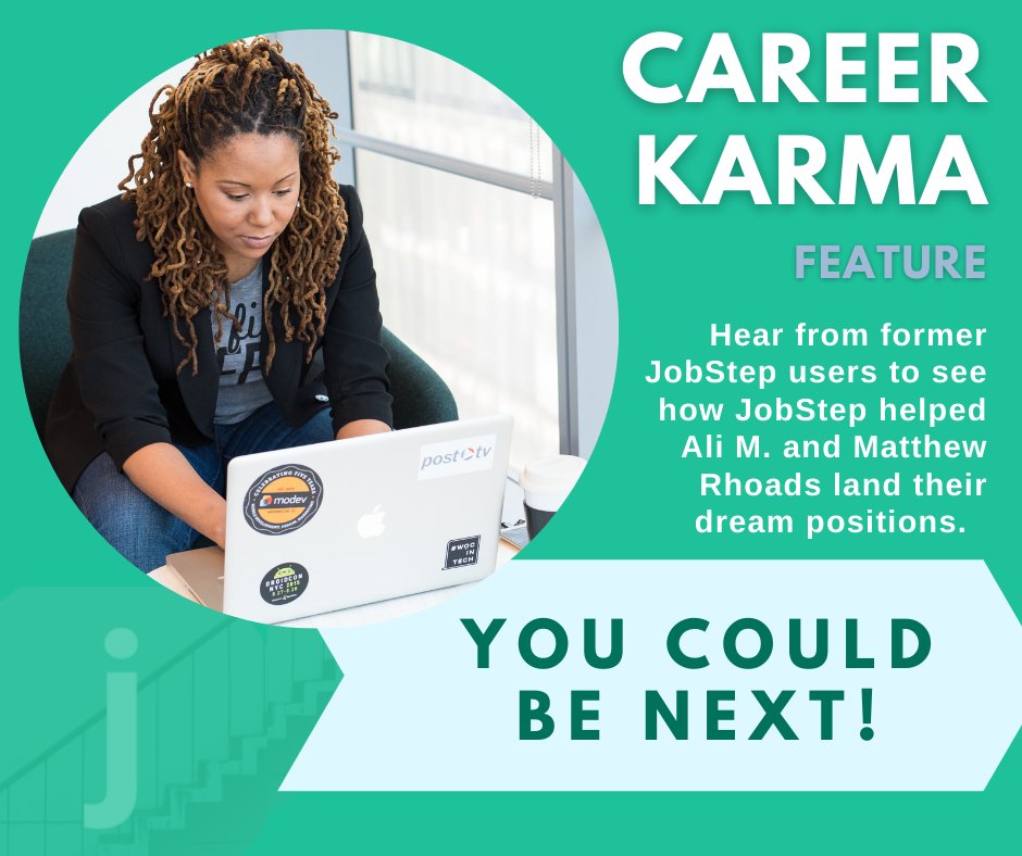 JobStepCo's tweet photo. Shoutout to @Career_Karma for another awesome feature article! 

In this article, hear from clients Ali M. and Matthew Rhoads as they share their experiences with @JobStepCo. You could be next!

Read their stories here to find out more: https://t.co/mrK5LkrVUP https://t.co/AB71lCBoEh