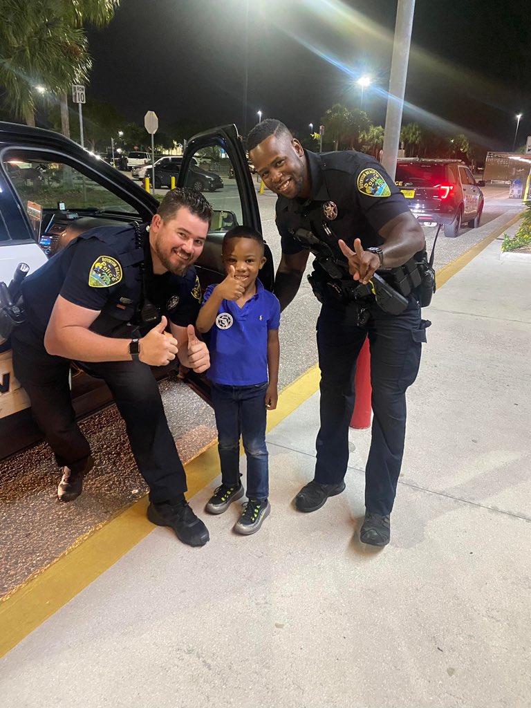 Meet the newest member of Team BBPD - Junior Officer Bryon Wilson Jr. 💙 His mom sent us this photo after his “badge pinning ceremony” tonight with Officer Hall and Officer Chambers. This is what #bbpdpride is all about!