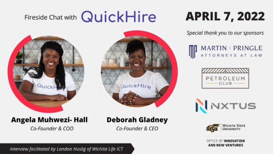 Wichita Life (@wichitalifeict) on Twitter photo Next Thursday I will be facilitating the convo with the ladies of @getquickhire !
Come network and hear the story of how they raised $1.4 MILLION at <a href="/StartupGrindICT/">Startup Grind ICT</a> !
Like this post and RT and we will pick someone to win 2 tickets for free!
Tickets are available today! Next Thursday I will be facilitating the convo with the ladies of @getquickhire !
Come network and hear the story of how they raised $1.4 MILLION at <a href="/StartupGrindICT/">Startup Grind ICT</a> !
Like this post and RT and we will pick someone to win 2 tickets for free!
Tickets are available today!