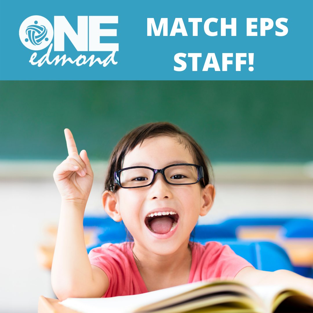 EdmondPSF's tweet photo. When you give to #ONEEDMOND, you create an impact on @EdmondSchools teachers and students! EPS educators and staff give $50,000/year by giving an average of $10/month. We are asking the community to match that donation! Will you give? 

Sign up at https://t.co/oyvjmuQLfs https://t.co/xi5TIN3ZCr