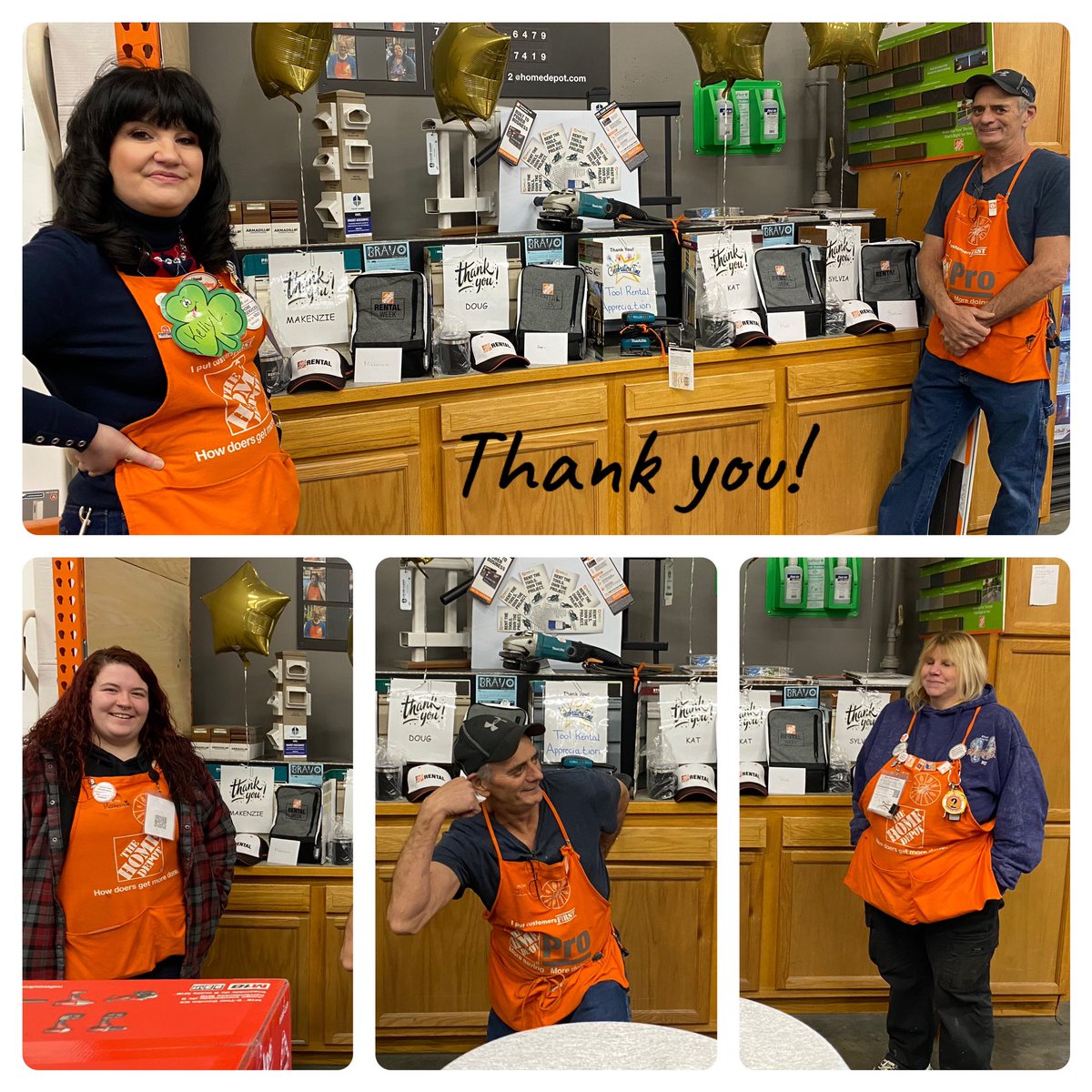 klay533's tweet photo. Tool Rental Appreciation Week At 4172 Thank you to all of our TRA’s Kat, Makenzie, Sylvia and Doug for all you do everyday to drive the TR!    You rock! @4172james @JohnK139HD @Millaya @VanessaTHD170 @4172theU https://t.co/oqzzJnckQS