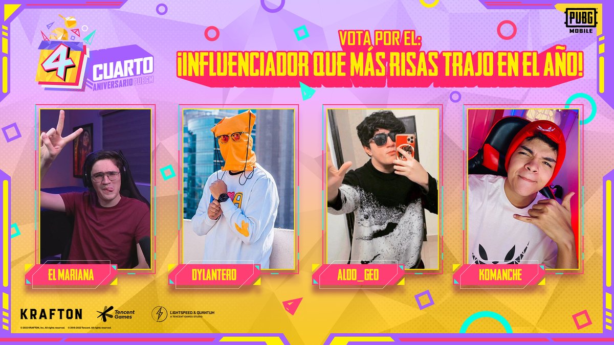 PUBGMOBILELATAM's tweet photo. Las risas no faltaron ¿eh? y menos con estos influencers, que las carcajadas no te impidan votar por el influenciador más gracioso. https://t.co/Kea6fSLoZX