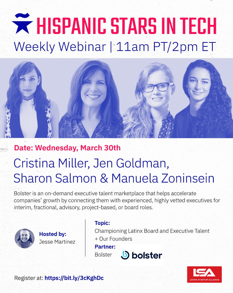 Chuy101's tweet photo. Learn about Bolster's commitment in helping Latinx #Executives to plug into for #Board and #Advisory roles at #Startup and #ScaleUp companies.

We hope you will join our conversation!

#Bolster #Diversity #Boards #BoardDiversity  #PrivateCompanyBoards #BolsterUp #BolsterPrime https://t.co/FCg2BkRCIx