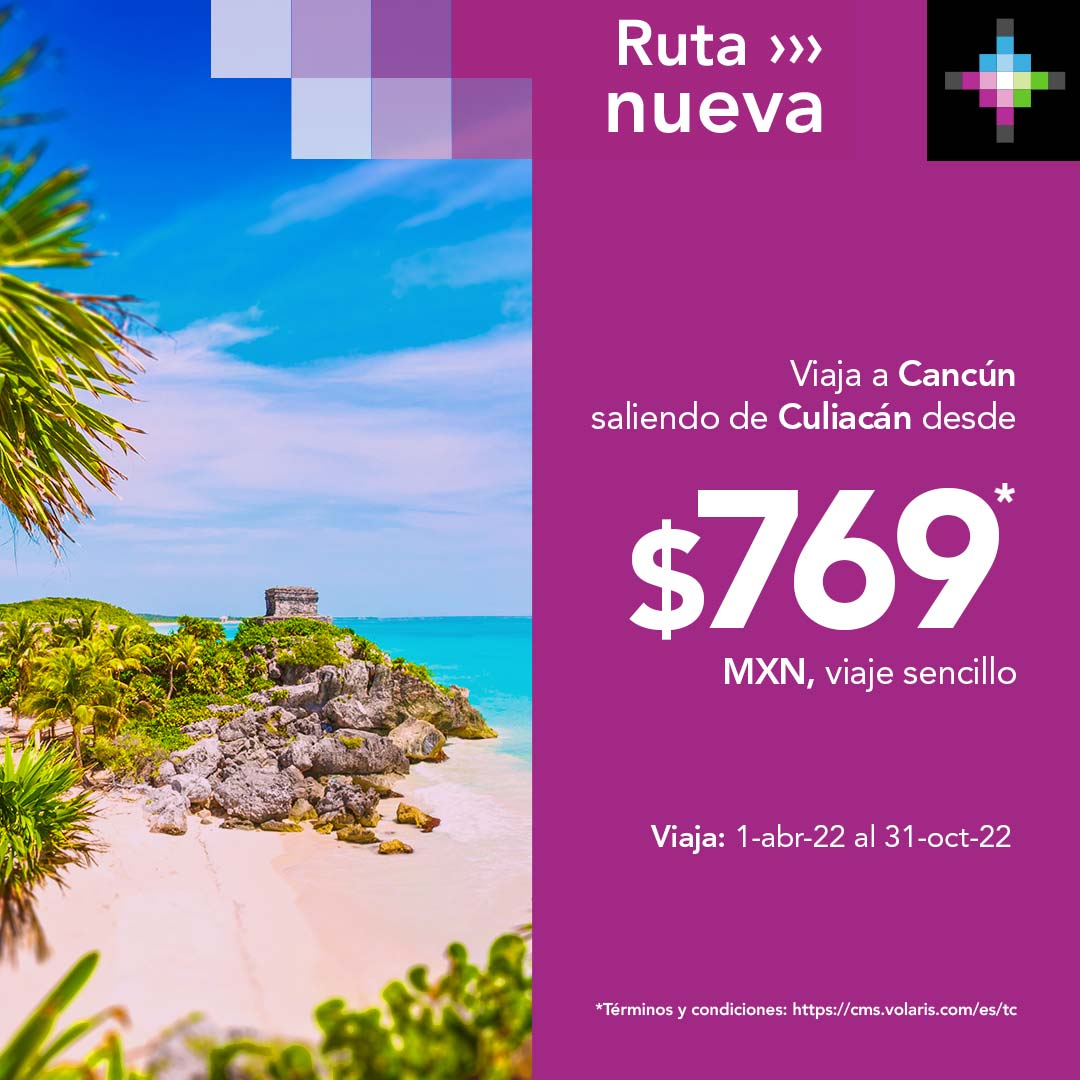 viajaVolaris's tweet photo. ¡Vacaciones en la playita con nuestras nuevas rutas! https://t.co/D8ZJPDiyqN

Viaja a Cancún desde sólo $769 MXN. ¡Aprovecha y ve a disfrutar! 😎

Compra hasta el 8 de abril 2022. https://t.co/O6Mfwl4PiN