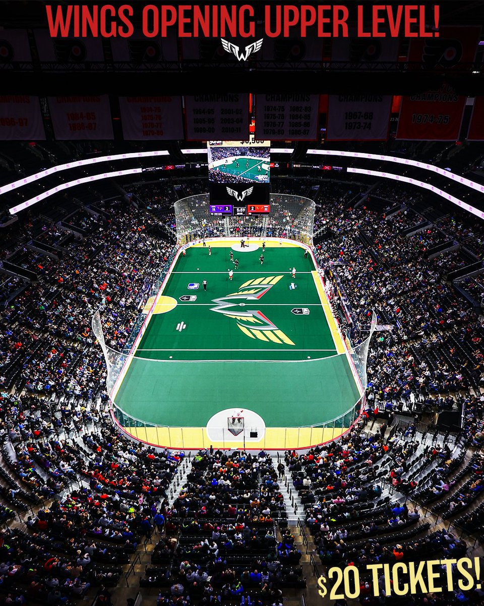 NLLwings's tweet photo. We are expecting BIG crowds for Thursday's game, so we are opening the upper level for the first time! 
#BangTheBoards #PHIvsBUF

Get your tickets for just $20! 
🎟️ https://t.co/s5CCdoLptk https://t.co/5F52zVsKJm