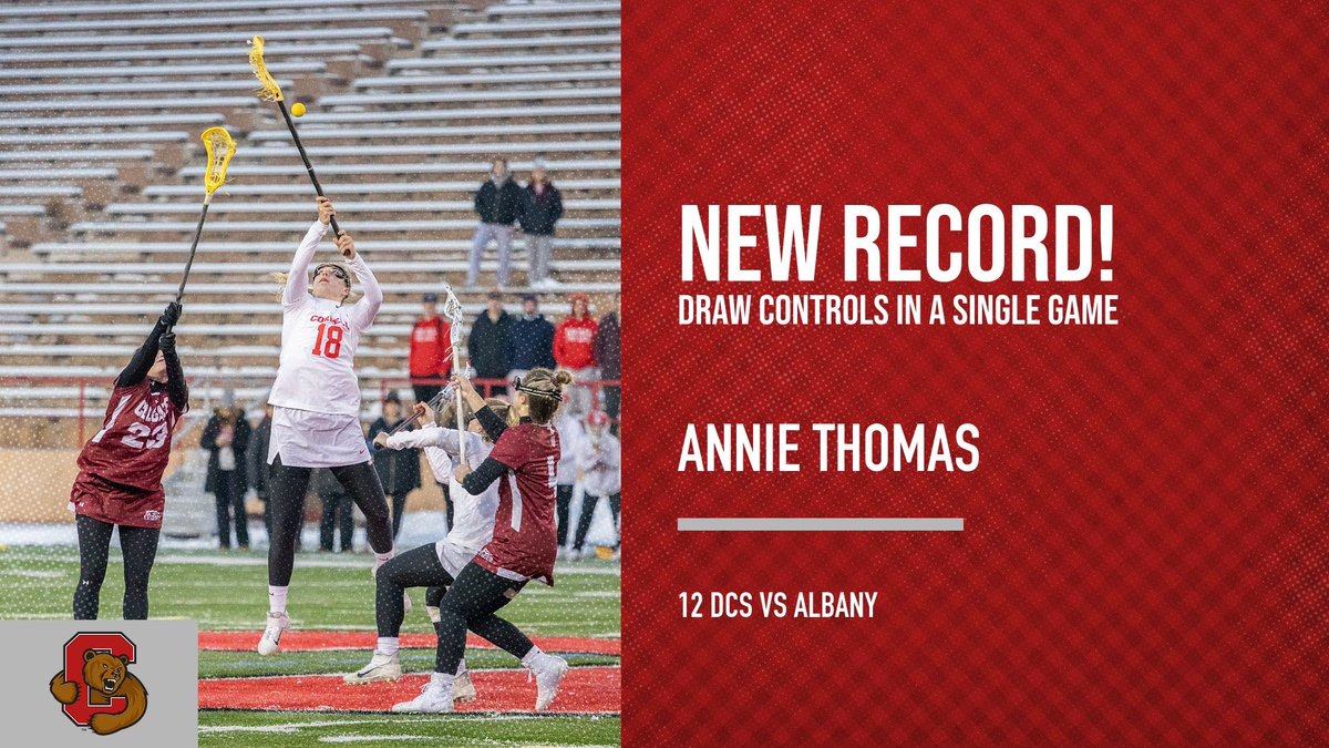 Annie Thomas ‘24 controlled 12 draws in tonight’s 20-15 win against Albany, setting a new program record for draw controls in a single game! #LGR [📸: @eldonlindsay, Cornell Athletics]