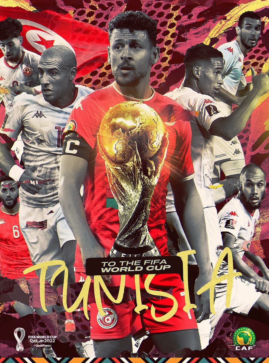 CAF_Online's tweet photo. 𝐎𝐍 𝐓𝐇𝐄 𝐏𝐋𝐀𝐍𝐄 𝐓𝐎 𝐐𝐀𝐓𝐀𝐑! ✈️

🇹🇳 Tunisia are going to the #WorldCup for the second time in a row (and their 6th overall)! 🦅

#WCQ | @FTF_OFFICIELLE https://t.co/qVPzol34yR