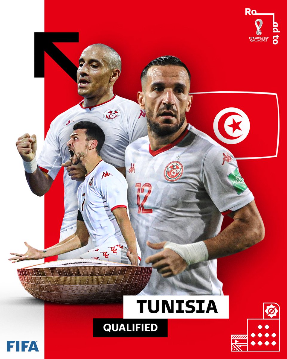 FIFAWorldCup's tweet photo. 🇹🇳👏 It's a sixth #WorldCup qualification for Tunisia!

#WCQ | #WorldCup | @tunisiefootball https://t.co/c4WVwe5QZT