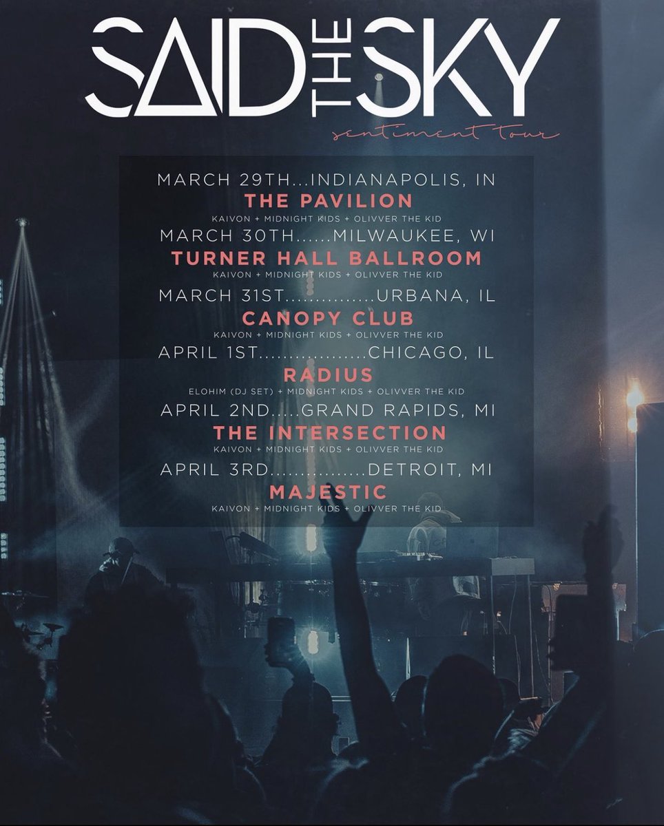 indyedmfam's tweet photo. ✨ @SaidTheSky TONIGHT ✨

stop by @KAIVONOFFICIAL’s merch booth after his set to say hello and snap a quick pic! 

who will we see there?! https://t.co/k5aMFKCkBG