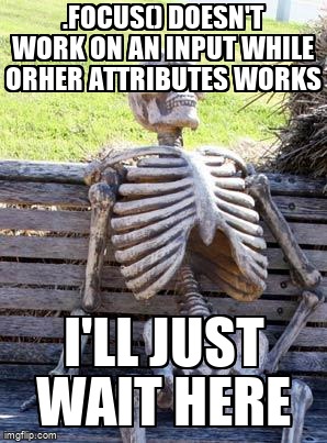 overflow_meme's tweet image. .focus() doesn't work on an input while orher attributes works stackoverflow.com/questions/2760… #jqueryevents #jquery #internetexplorer #javascript #googlechrome