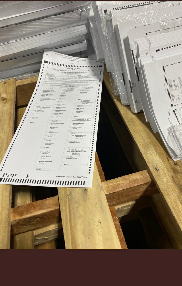 AlabamaGal4USA's tweet photo. Evidence of #Election theft & #VoterFraud in #FultonCounty #GA, where members of the sheriff's dept were caught on video in a remote building shredding #ballots. A phrase to remember #Georgia theft by: "#Drivebys & Election Lies" = attempted murder of under oath witnesses=#video. https://t.co/yRvnSjUPzp
