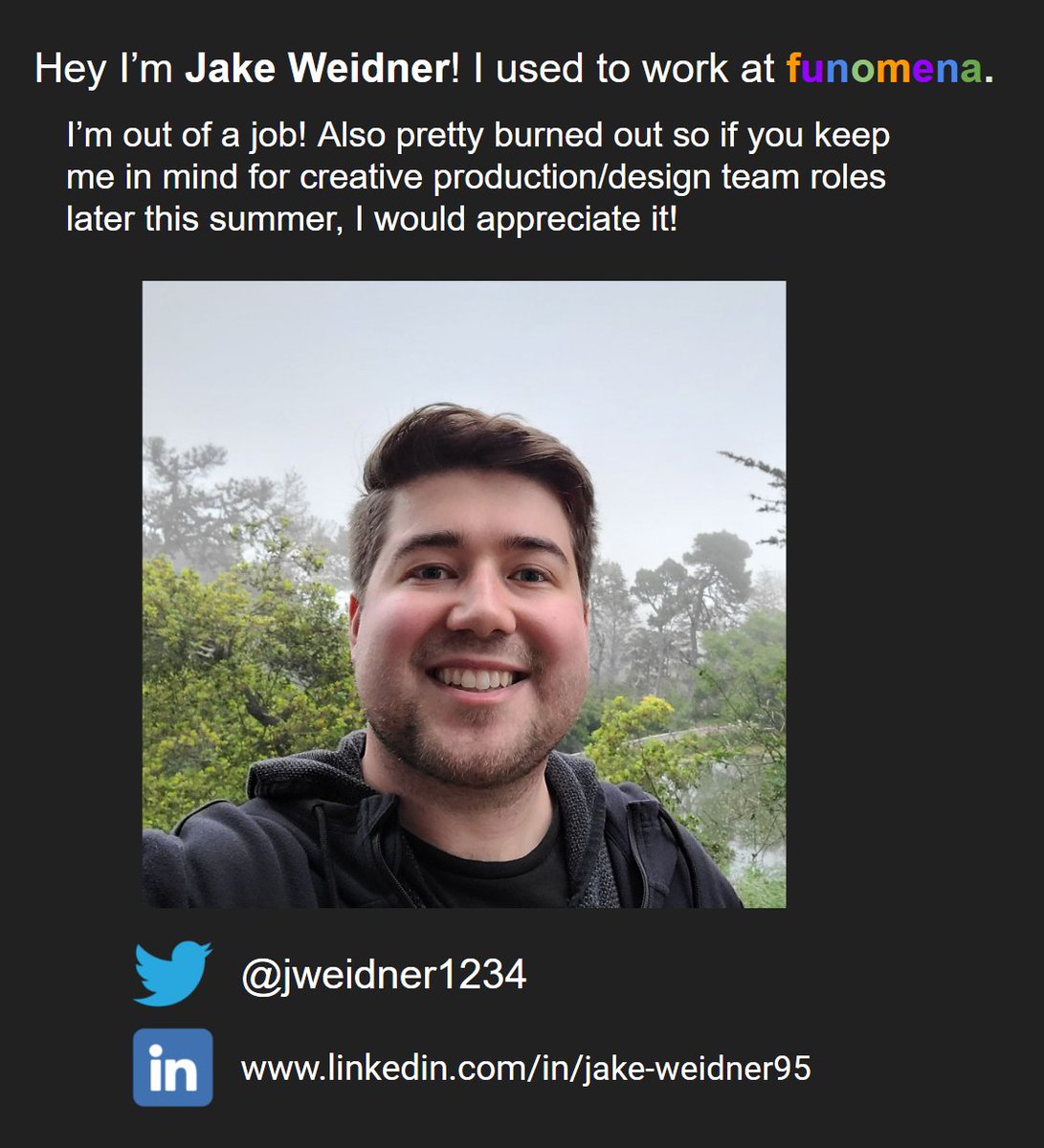 jweidner1234's tweet photo. What's up yall, here's my job update: https://t.co/89MvwWuIeK