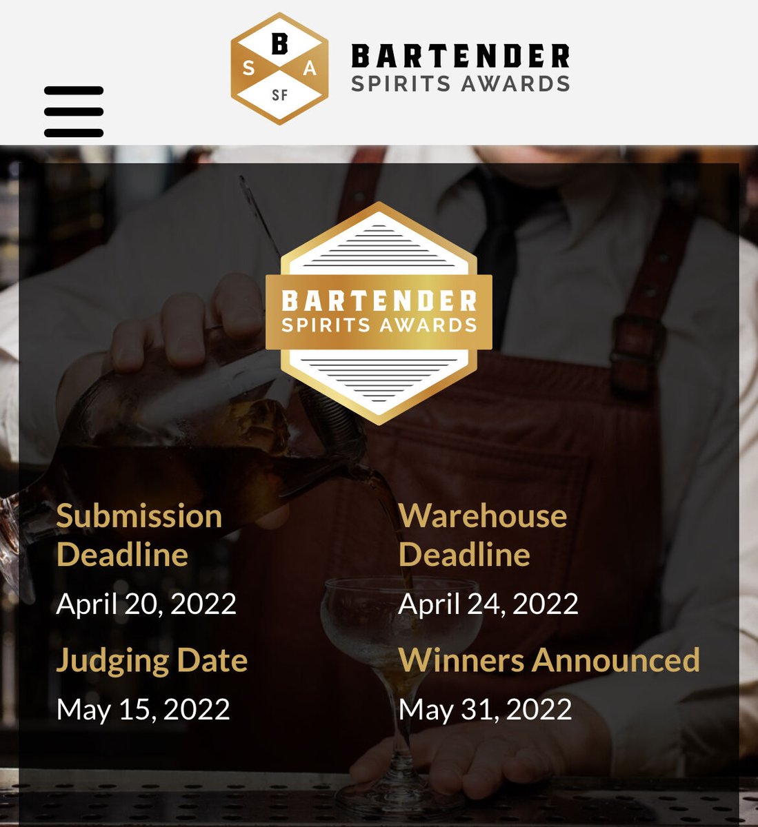 ChristineBhatt's tweet photo. 2020 Bartender Spirits Awards registration is closing in 20 days. Enter your brands now.

Submission deadline is April 20. Learn more about the benefits at https://t.co/Ib573EJtCK

#spiritscompetition #tequila #mezcal #whiskey #bourbon #gin #vodka #rum #brandy https://t.co/rcrIiDk89A