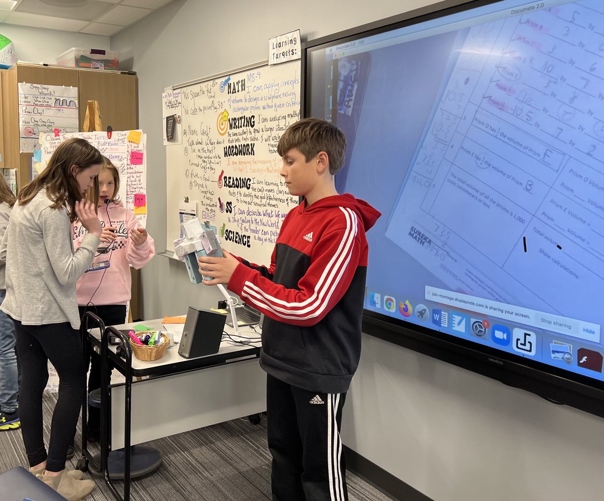 MsGrubeThurDB's tweet image. Happy Tues.! Working in collaborative groups, we designed &amp;amp; constructed sculptures using rectangular prisms. The constraints? Total volume of 1,000 cubic cm, 5-7 prisms, w/ two prisms being 1/2 &amp;amp; 1/3 of another set of prisms. #DBEagles=critical&amp;amp;creativethinkers #mathapplications