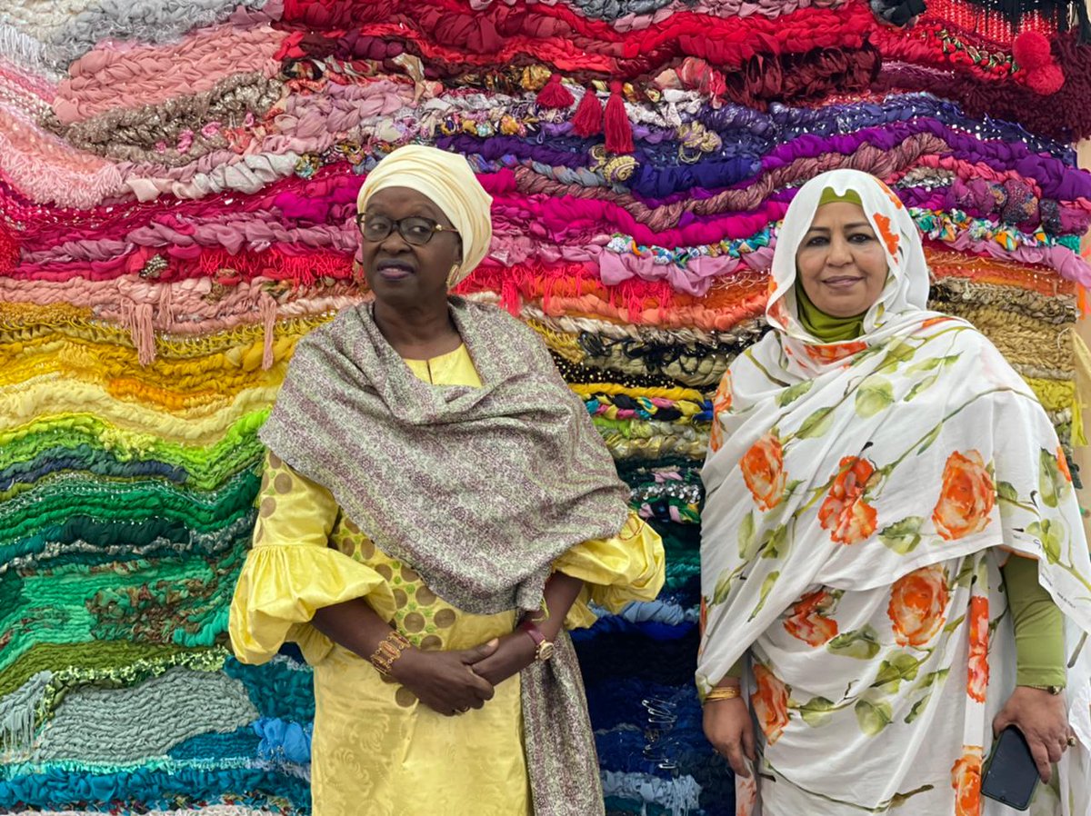 AmiraDSA's tweet photo. Today I had the pleasure of welcoming my sister Binta Diop AU Special Envoy on Women Peace and Security at ICESCO, she will give a keynote speech in the closing ceremony of the women year March 2021/2022 ( Women for the future). https://t.co/0ZAhspilrz