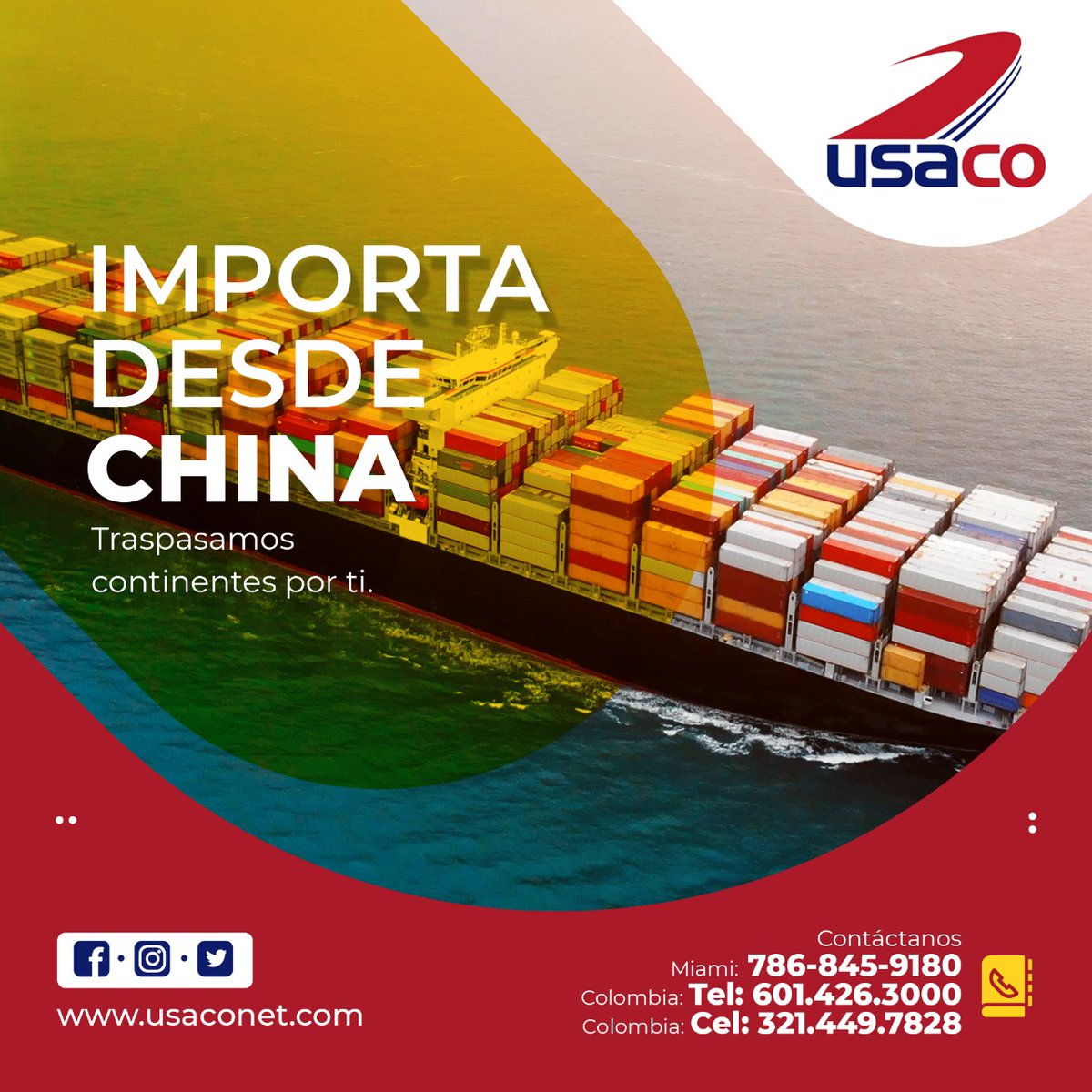 usacontigo's tweet photo. ¡Traspasamos los continentes por ti!
Si quieres que tu negocio crezca, puedes traer
tu mercancia desde China con nosotros. Traemos las cantidades que necesites
al lugar que desees en Colombia.
 ¿Qué te gustaría traer y de que parte del mundo? Nosotros lo hacemos realidad https://t.co/NosrcGIYof