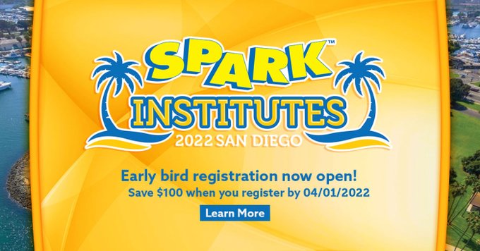 SPARKPhysEd's tweet photo. Help spread the word - Join us this summer in San Diego for SPARK Institutes! Save $100 when you register by Friday - 04/01/22
View dates and details: https://t.co/ThzqAw70QI
#physed #earlychildhood #Afterschool #SPARKinstitutes https://t.co/yUzrIgpeSk