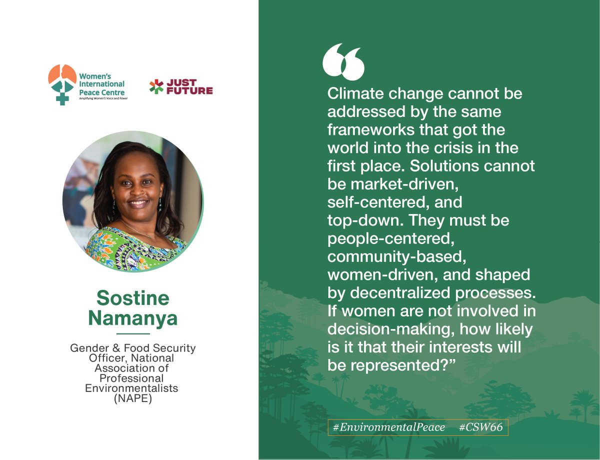 TheWIPCentre's tweet photo. We must have equity in our solutions! That includes creating change through the representation of women leading grassroots communities, environmental movements and indigenous women in decision making. #EnvironmentalPeace https://t.co/9VuesIqSeP