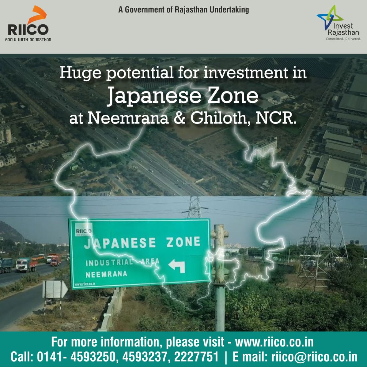 riicolimited's tweet photo. New investment opportunities in the Japanese Zone, Neemrana &amp; Ghiloth can be the stepping stone to the success of your industry. 
For other details, https://t.co/Mxunfcycff
#InvestInRajasthan #RIICO #InvestRajasthan #industrialarea #RajasthanIndustries #LandOnAuction #EAuction https://t.co/AFEpH3FU6f