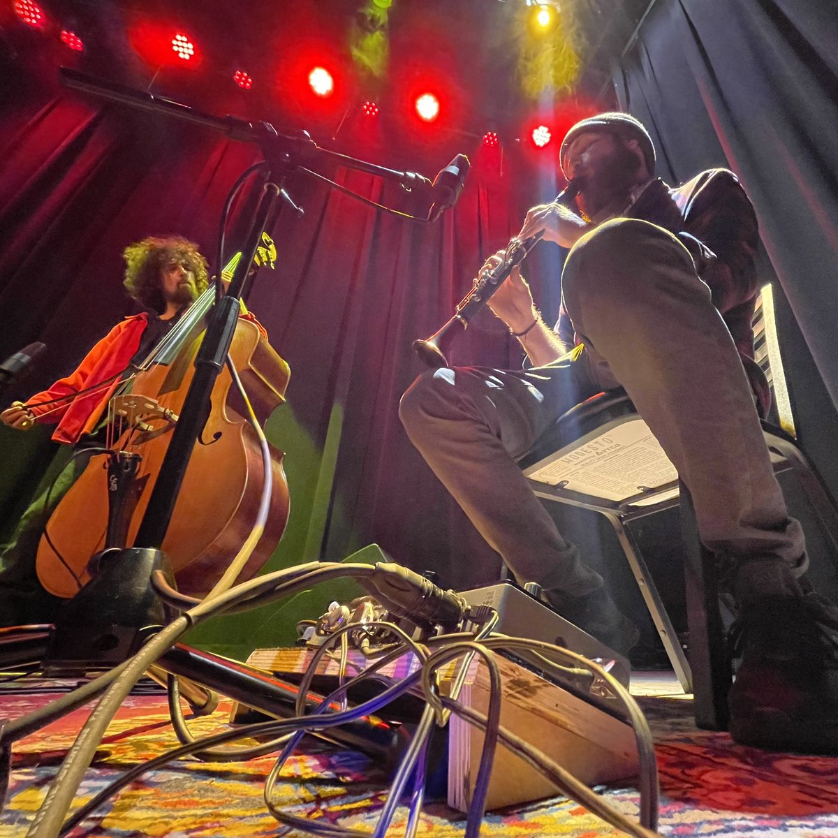 This is about to be a flippin’ treat. These dudes sound incredible. I’m really looking forward to the show tonight with <a href="/bingandruth/">Bing & Ruth</a>!

(The third awesome player is on the organ to the left, not pictured)