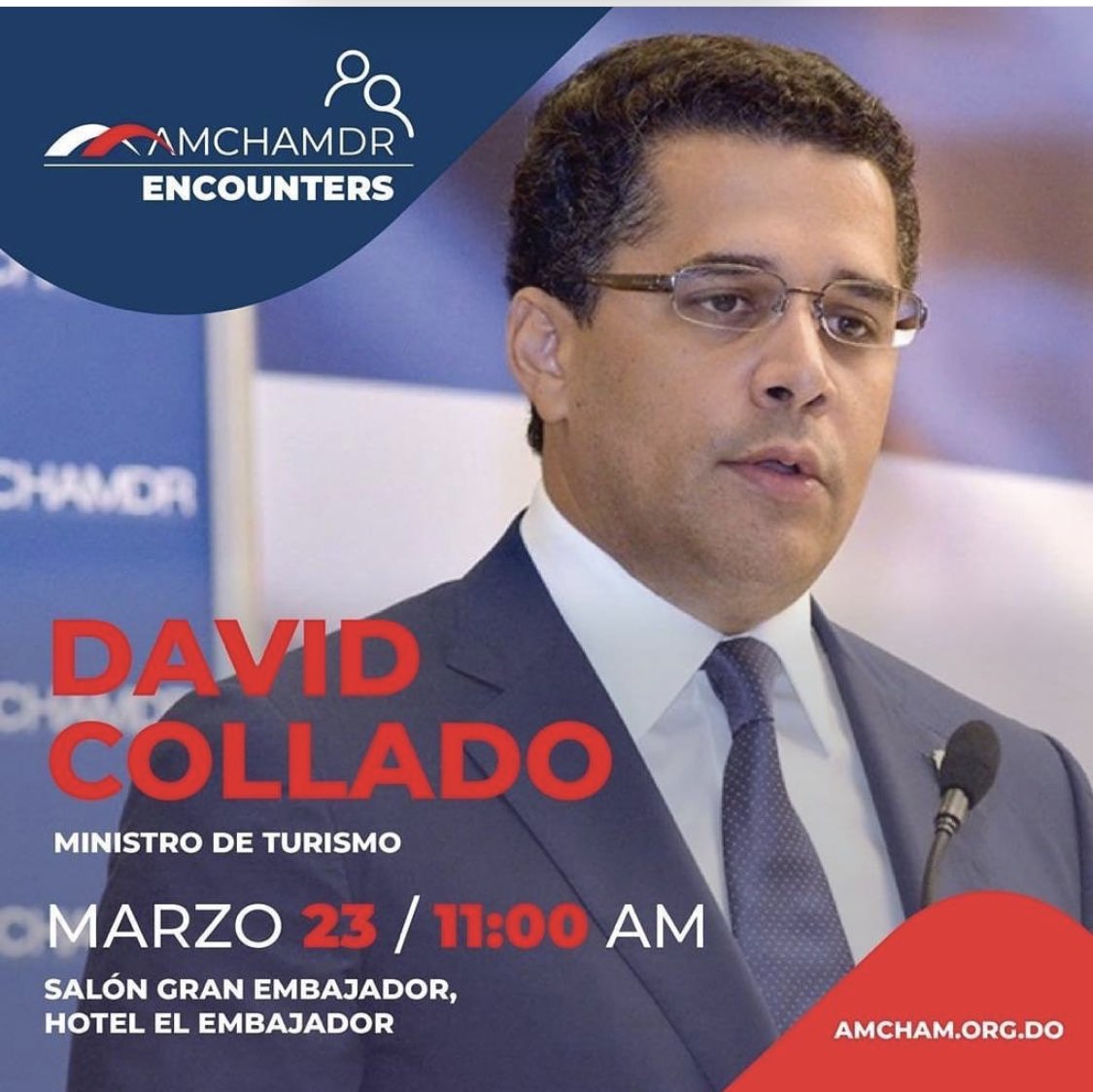 yahaira20m's tweet photo. No te pierdas mañana 30 de marzo un interesante Conversatirio con el Ministro de @turismord @DavidColladoM.  Se impartirán Importantes temas del sector Turismo,de la recuperación del turismo a nivel mundial,logros y metas a seguir,@amchamdr Próximo #AmchamDREncounter.🇩🇴🙏🏽👏🏽 https://t.co/C67vBxrfXa