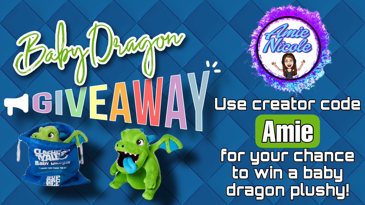 ANicoleClash's tweet photo. To celebrate the new CR update, I’m giving away a BABY DRAG PLUSHY! 

Retweet this post and comment a photo of you using code Amie in any Supercell game for your chance to win!! Winner drawn this weekend 😘 https://t.co/EquJSw0VJi