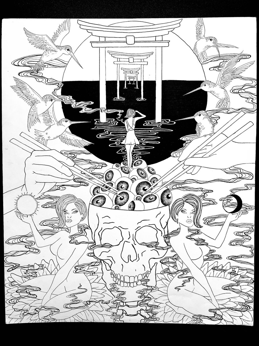420Florist's tweet photo. To color or not to color 
Trick question 
I never color my pieces
I leave that up to you
HMU for my #coloringpages ✨
#colorist #colorart #trickquestion #smokeup #chopsticks #hummingbirds #torii #shinto #eyeballs #whatamidoing #dayandnight #lonelystoner #coloringbook #colorblind https://t.co/1UV9Y3wePr